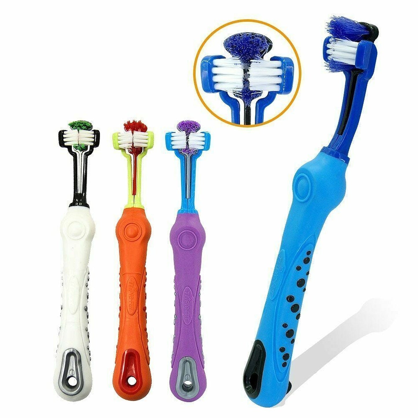 Pet Dental Care Three-Sided Dog Toothbrush for Tartar Reduction