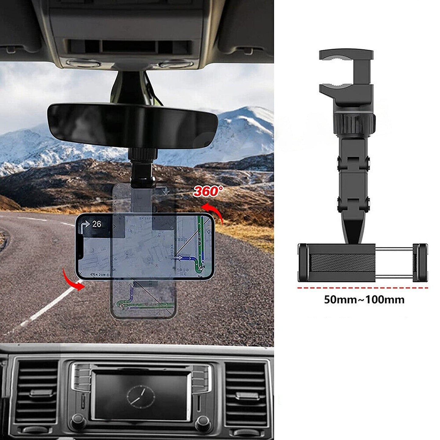Multifunctional Car Rear View Mirror Mount Universal Phone Holder Stand