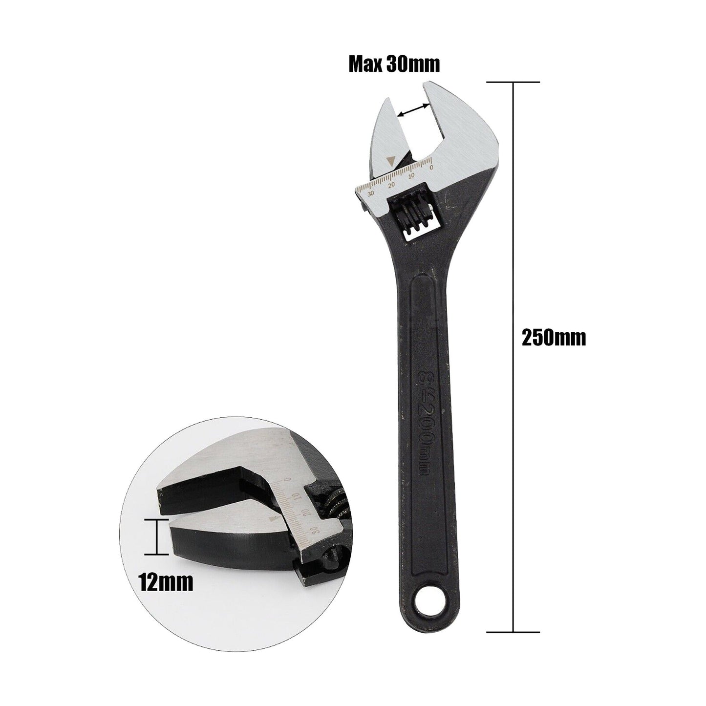 4pcs Black Coating Wide Open Jaw Adjustable Wrench Set Spanner