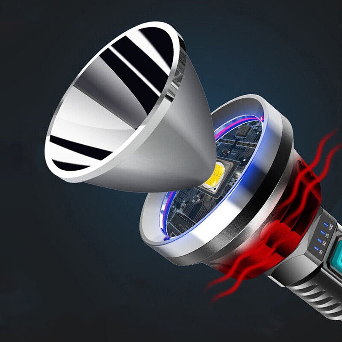 High Powered Torch USB Rechargeable LED Flashlight Bright