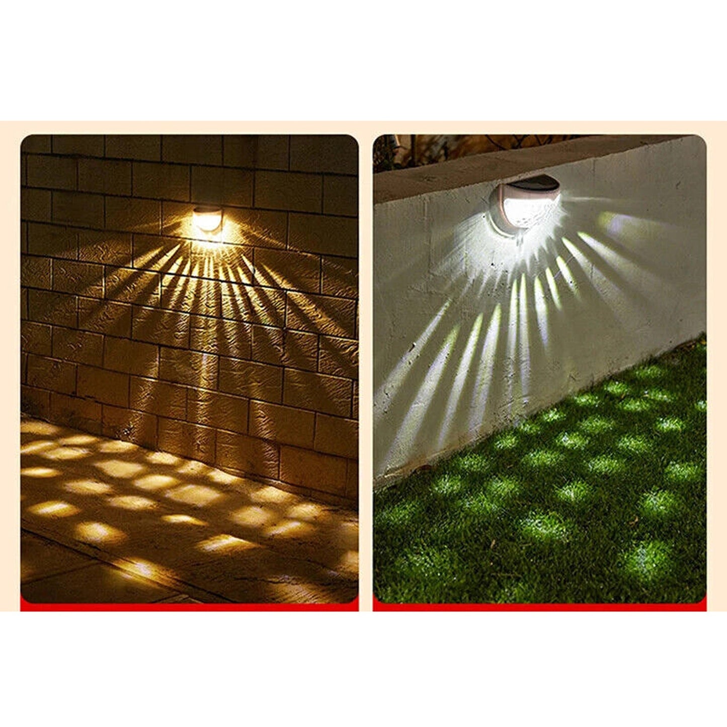4-Pack Solar Powered LED Wall Lights Waterproof for Outdoor Garden and Fence