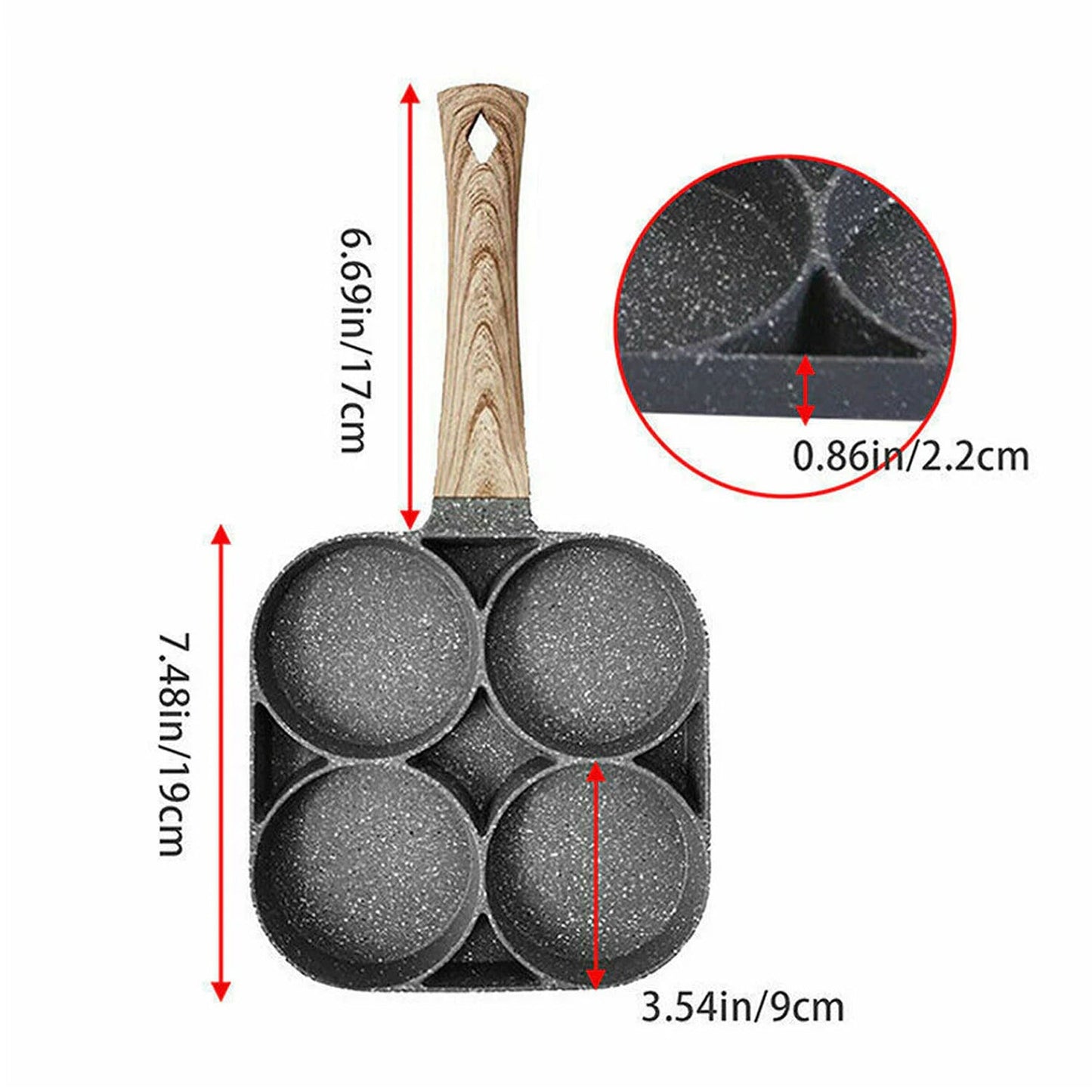 Non-Stick 4 Cup Breakfast Egg Pancake Cooking Pan
