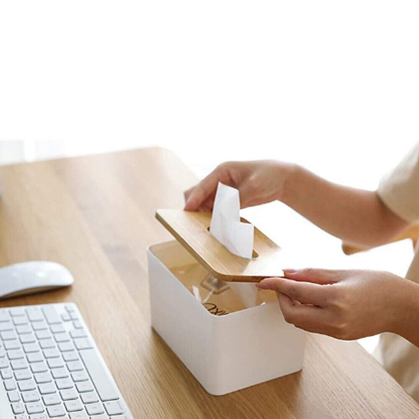 Wooden Tissue Box Cover Paper Napkin Storage Holder Dispenser