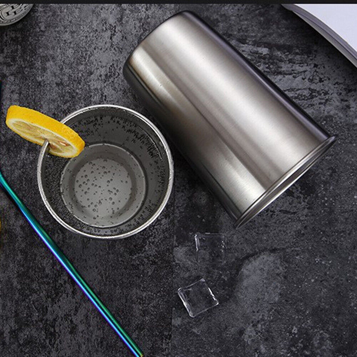 4-Pack Stainless Steel Drinking Mugs 350ml and 500ml For Coffee and Beer