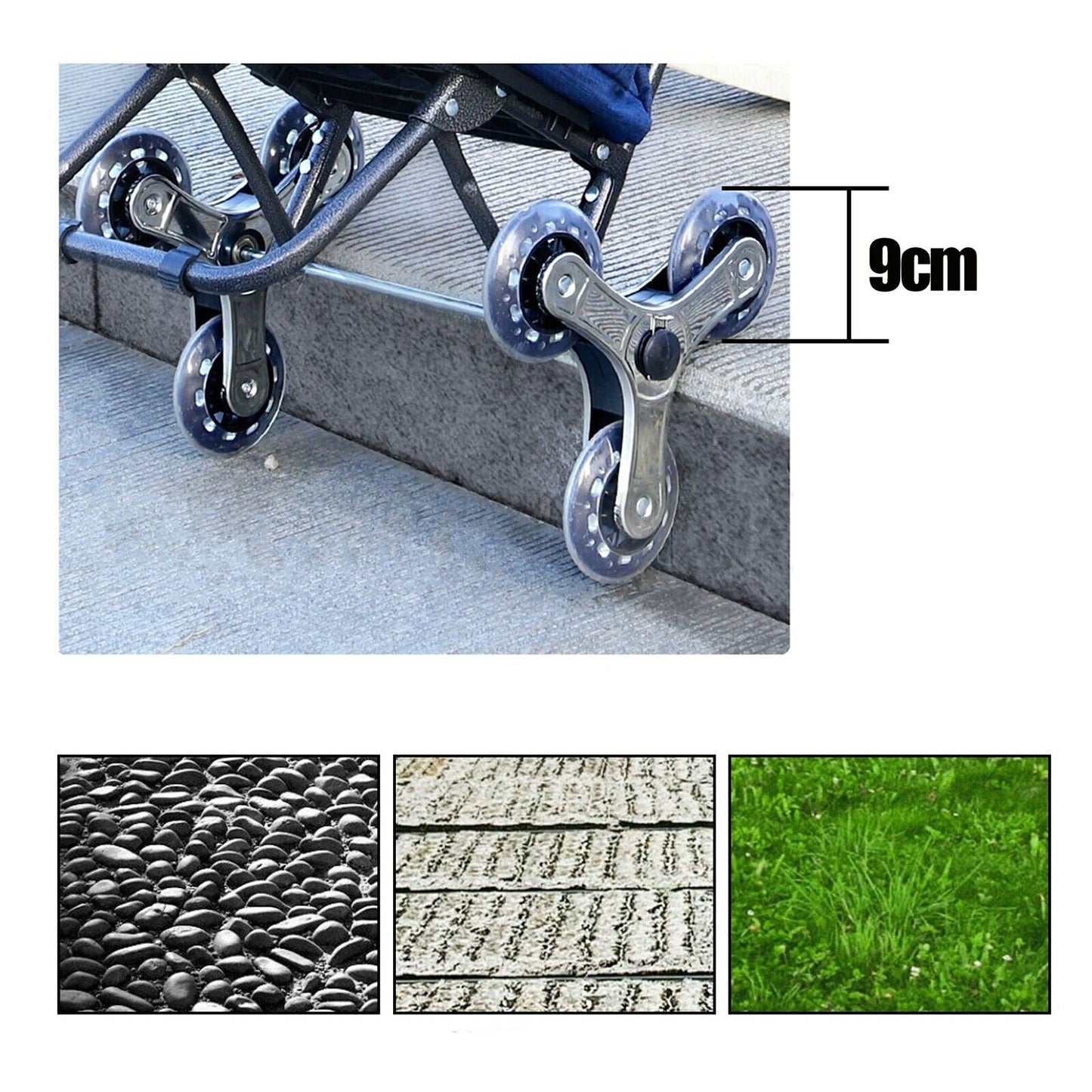 Stair Climbing 6-Wheel Shopping Trolley Cart with Bag