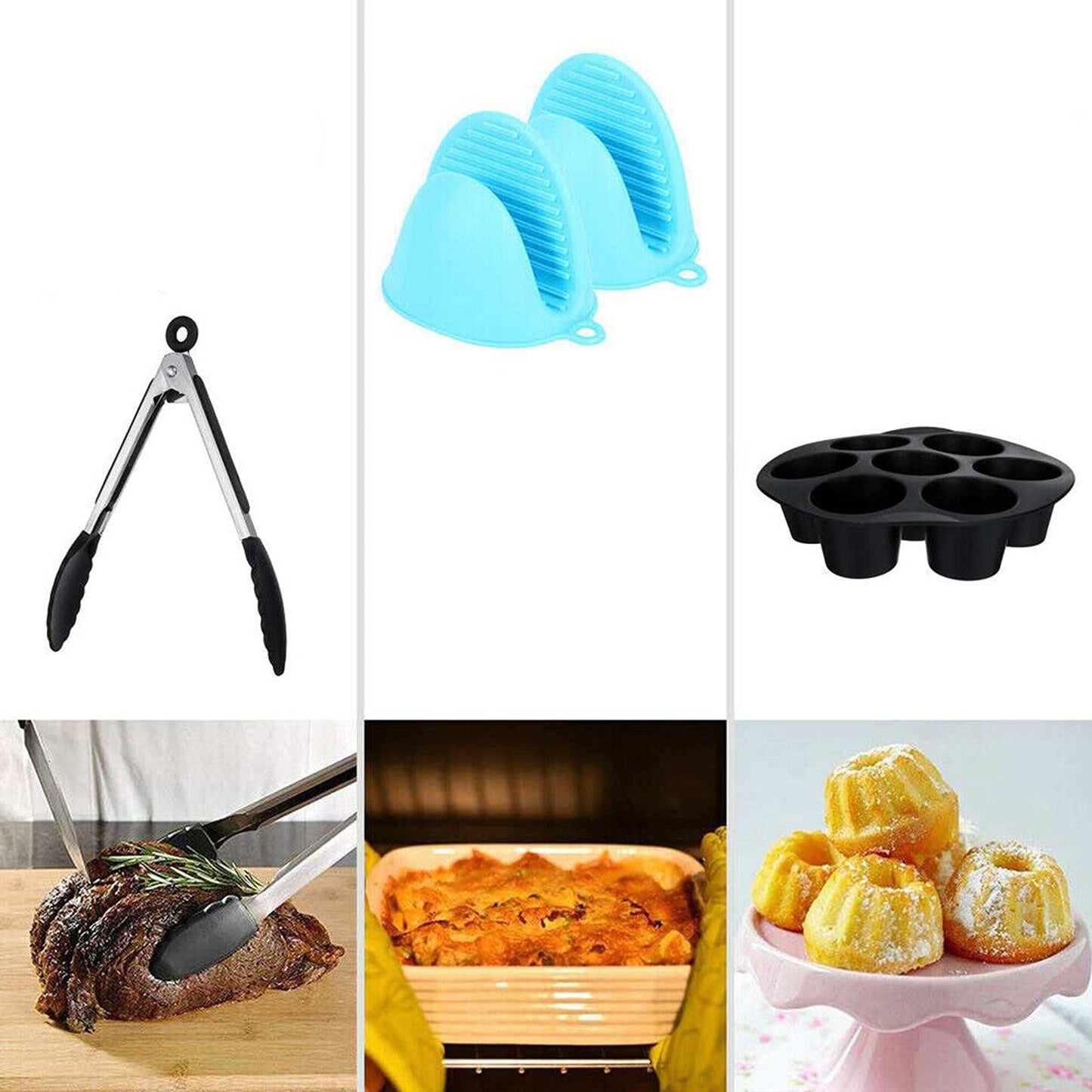Air Fryer Accessory Kit with Frying Cage Baking Pan and Pizza Tray