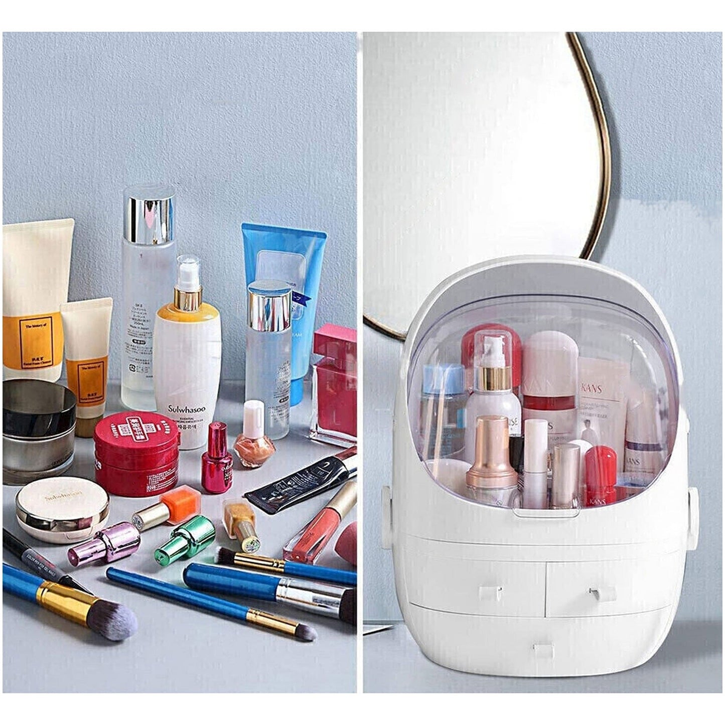 Makeup Organizer Box Cosmetic Storage Case with Jewelry Lipstick Drawer