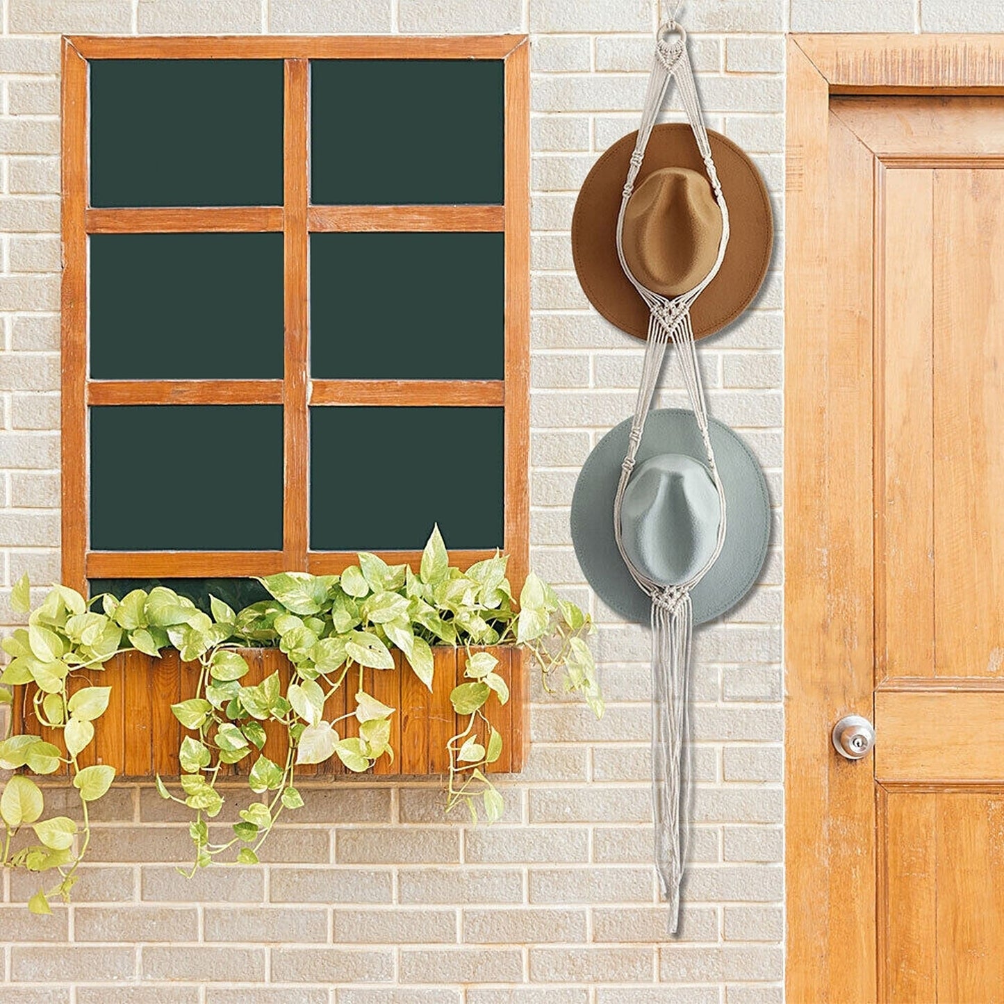 Boho Style Macrame Hat Display Rack Rope Hanger for 1 to 3 Hats