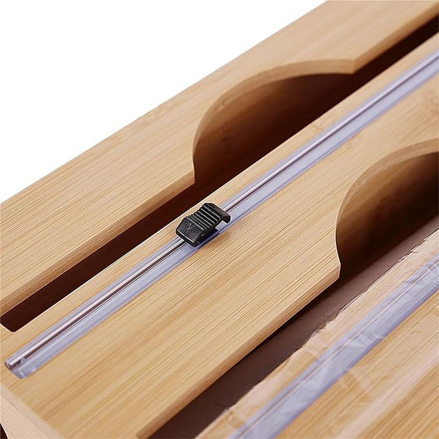 Bamboo Kitchen Wrap Dispenser with Cutter for Foil and Film