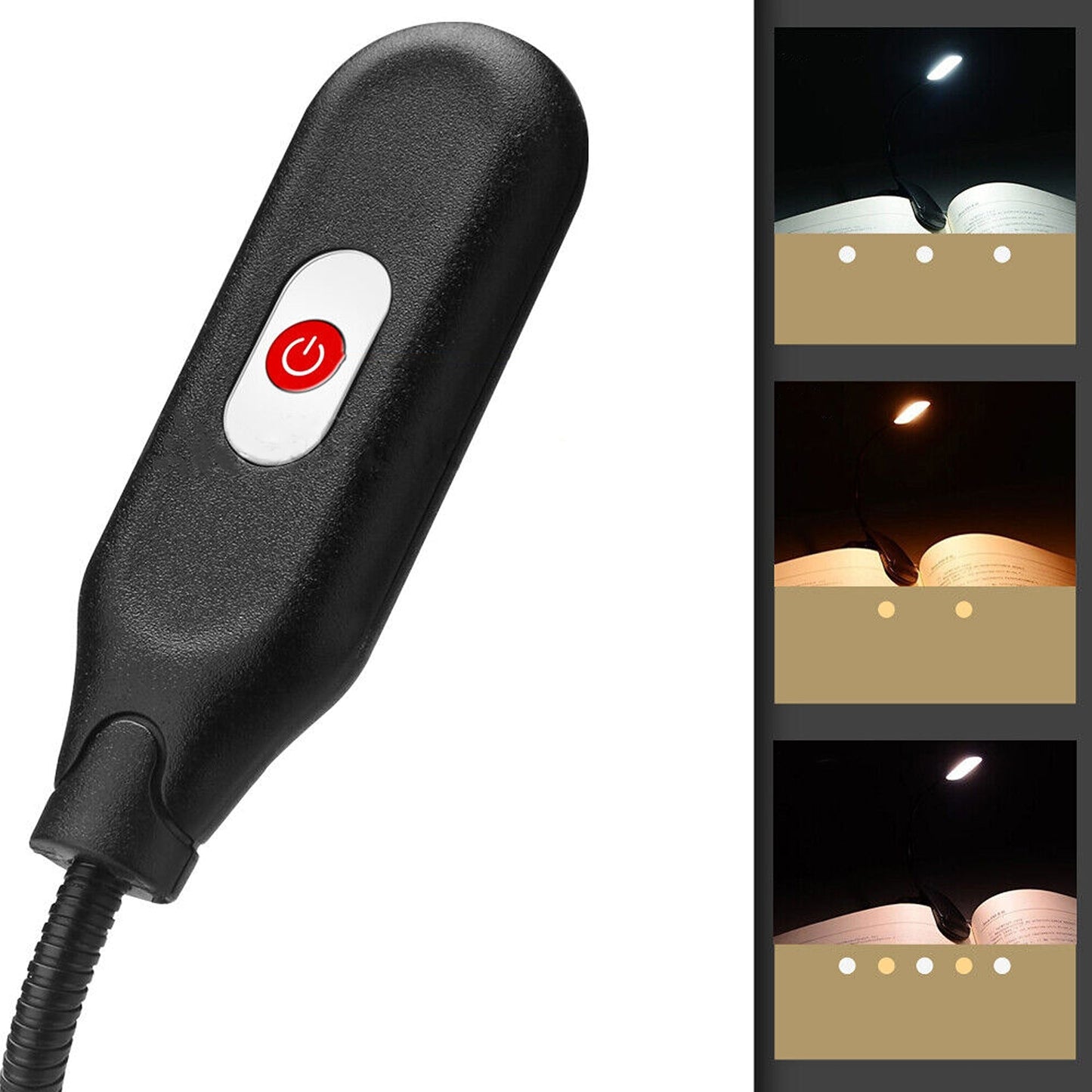 Rechargeable LED Book Light with Clip for Reading 3-Level Brightness