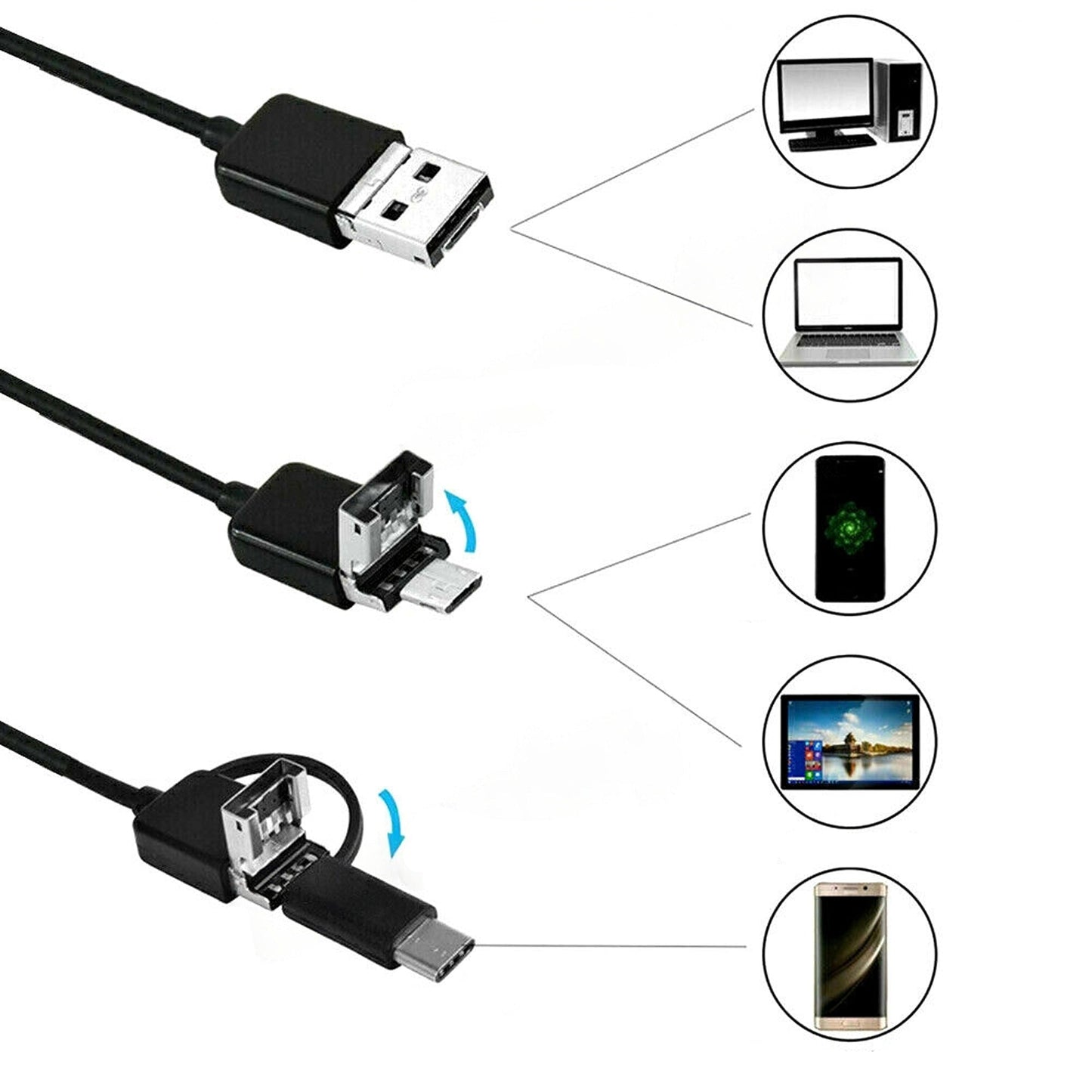 Endoscope Inspection Camera Waterproof USB Type-C Borescope for Android