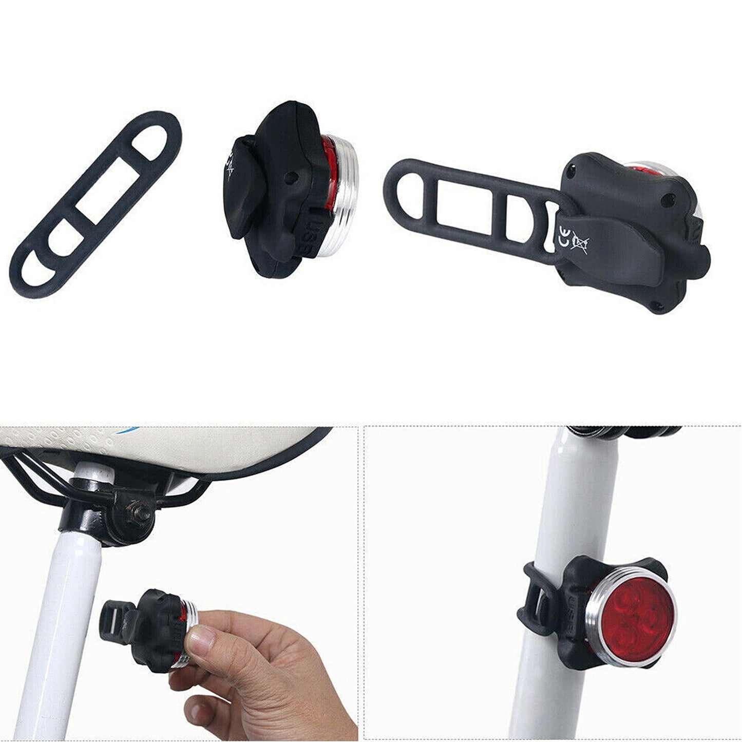 USB Rechargeable Bike Light Set IPX4 Waterproof Front and Rear Tail Lamp