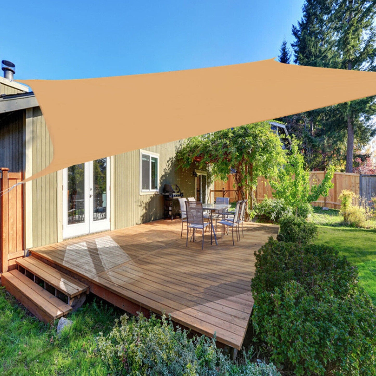 Extra Heavy Duty Sand Colored Sun Shade Sail Waterproof Outdoor Canopy Awning