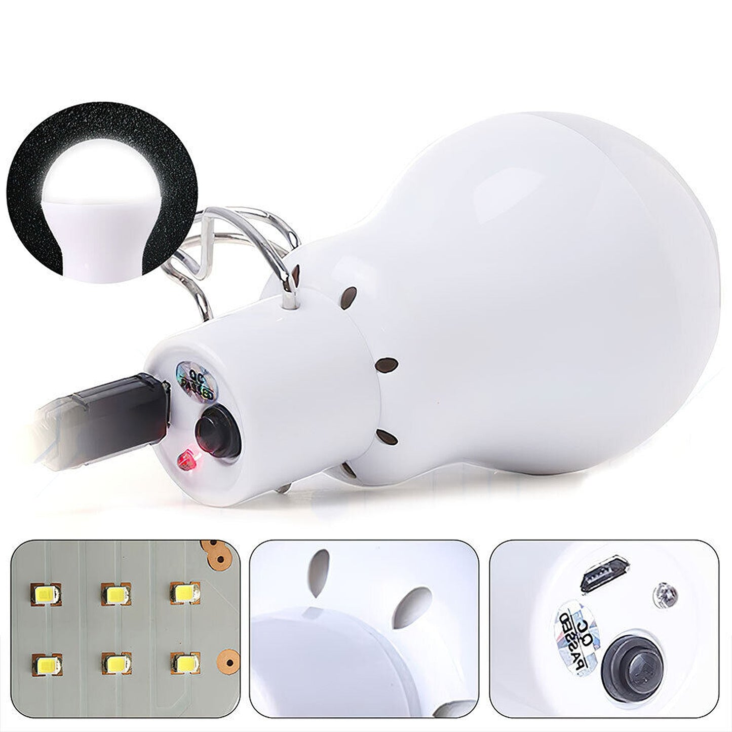 Solar Powered LED Light Bulb for Outdoor Camping and Indoor Use