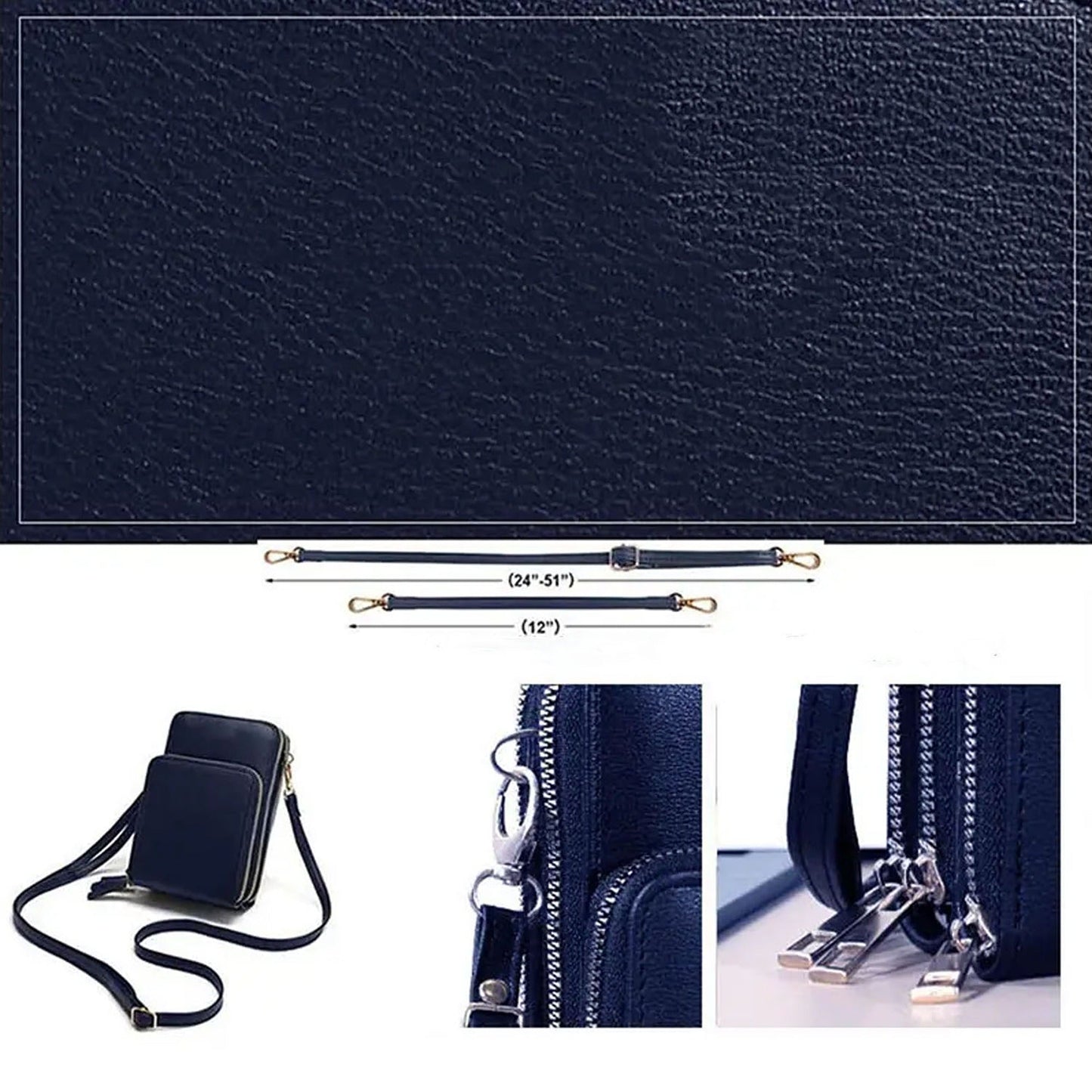 Touch Screen RFID Blocking Crossbody Phone Purse for Women with Strap