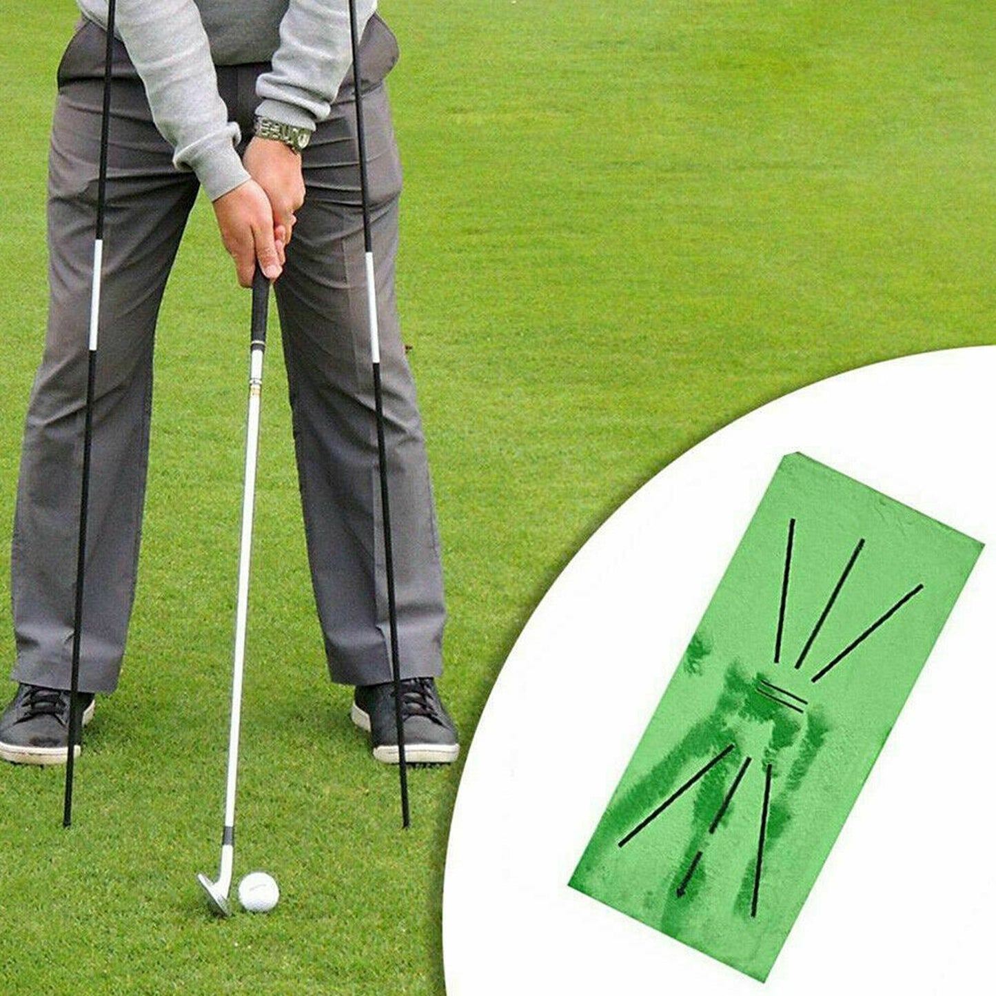 Anti-Slip Indoor Golf Practice Swing Mat Hitting Training Aid 1 Set