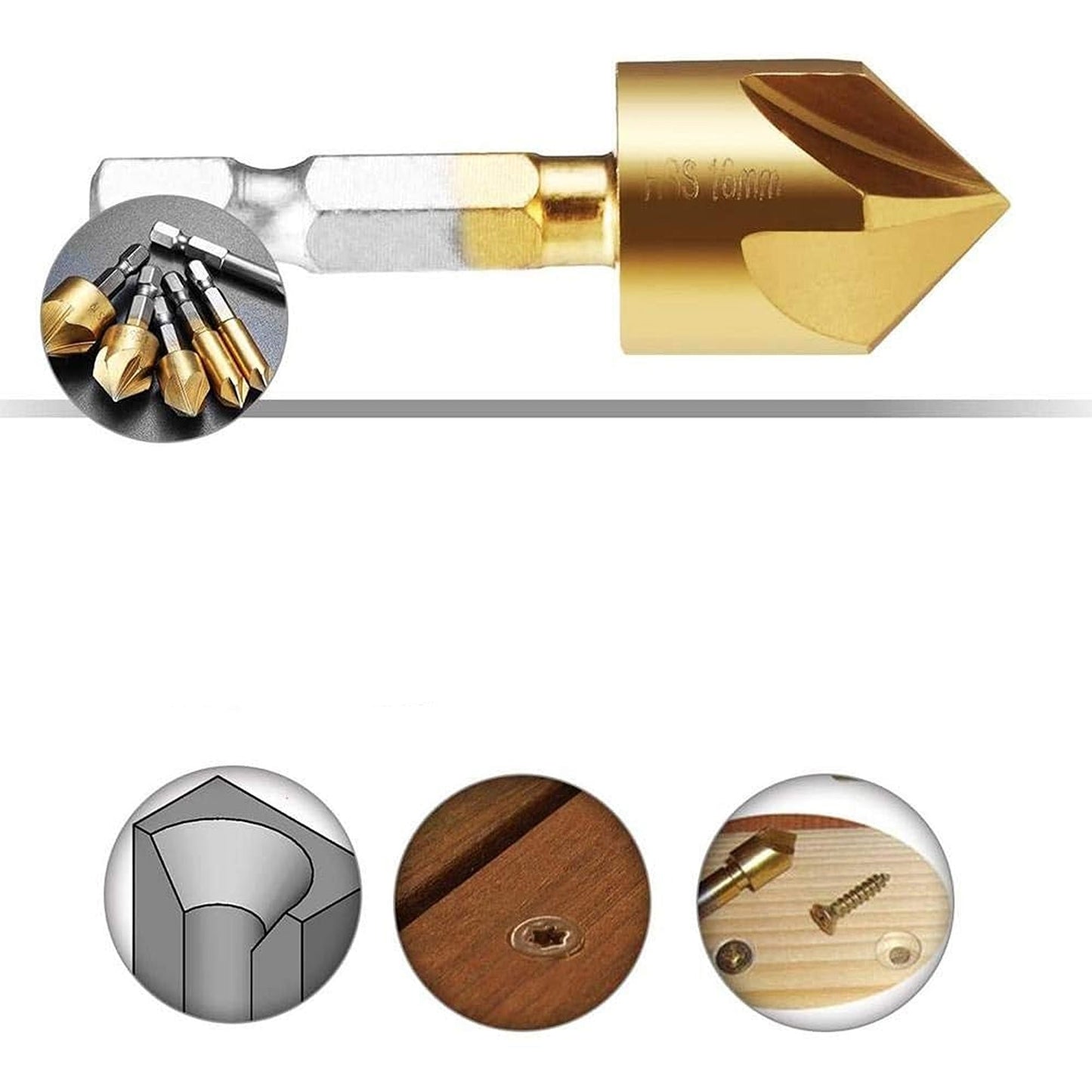 6pcs Metalworking Tools Crosshole Countersink Deburring Drill Bit