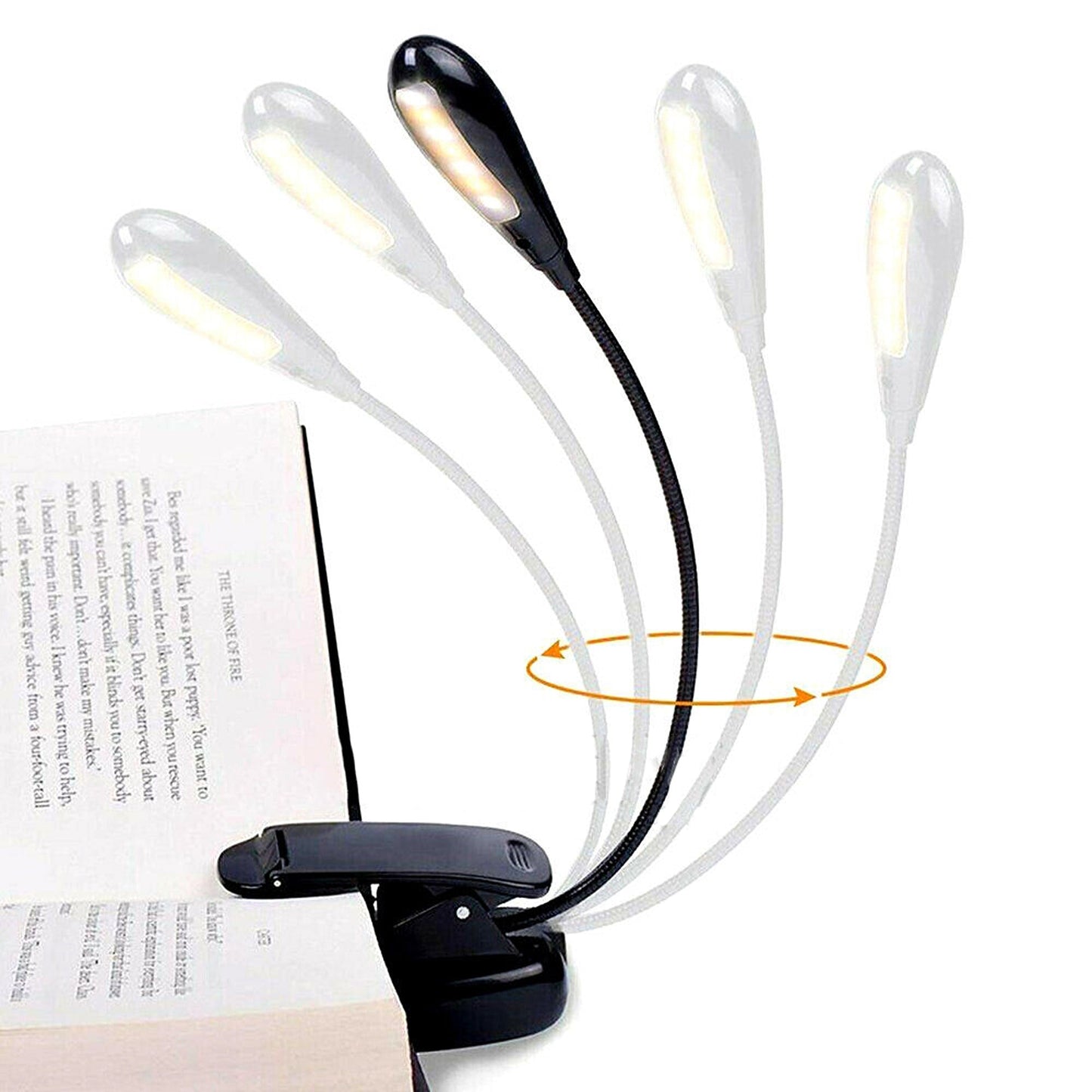 Clip On USB Rechargeable Reading Light Bed Book Lamp with 7 LED