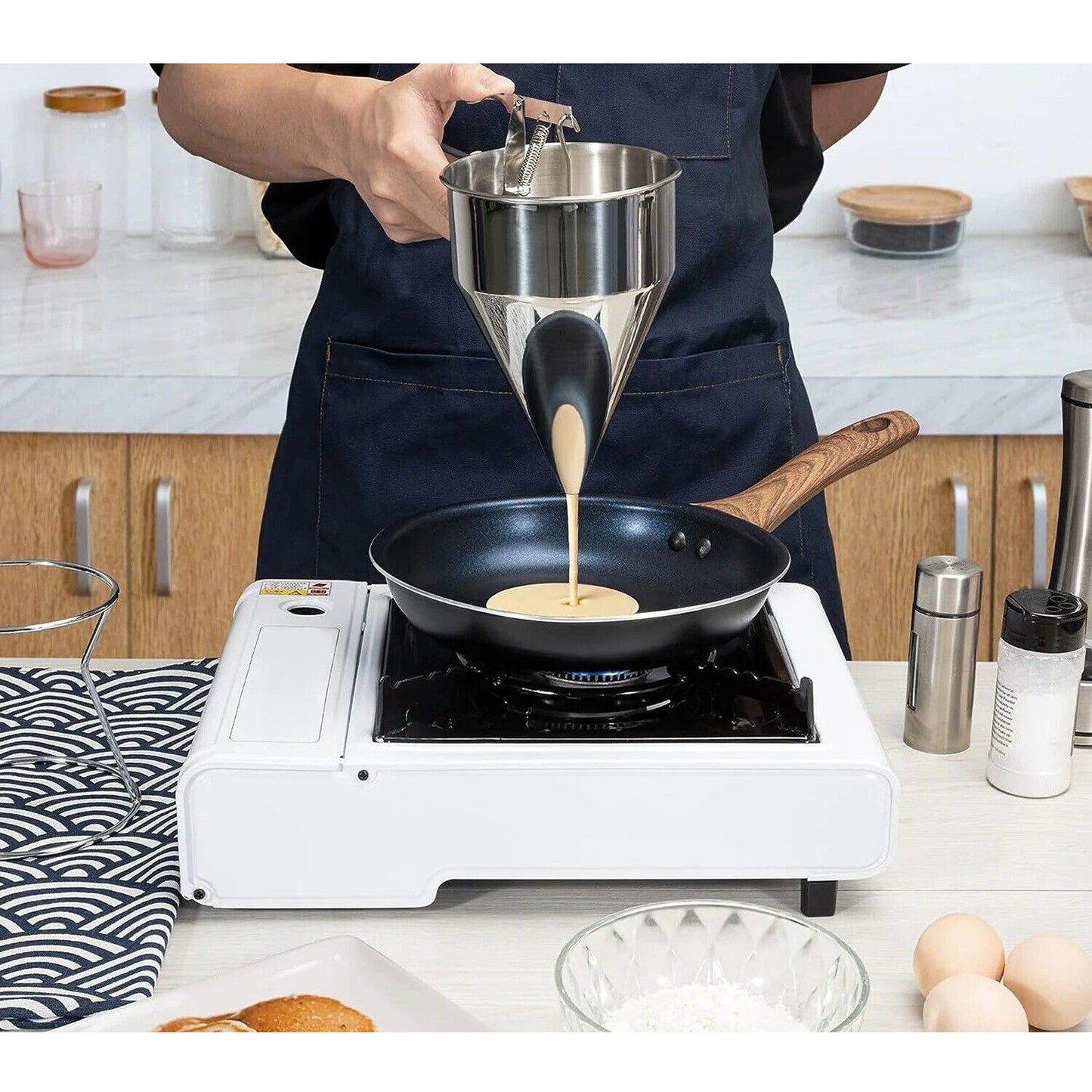 Stainless Steel Batter Funnel for Pancakes Cupcakes and Waffles