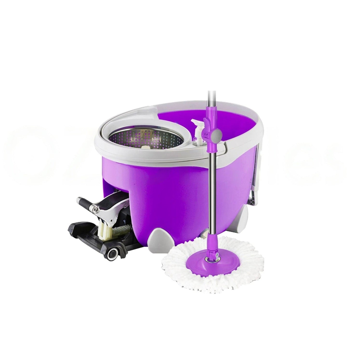 Floor Cleaning Spin Mop with Stainless Steel Wringer and Pedal