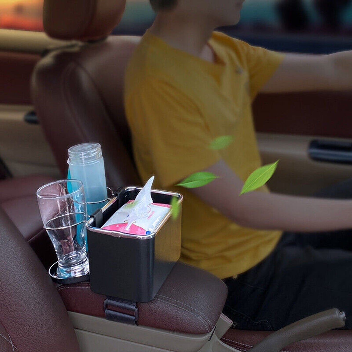 Multifunctional Car Armrest with Tissue Box and Storage Drawers