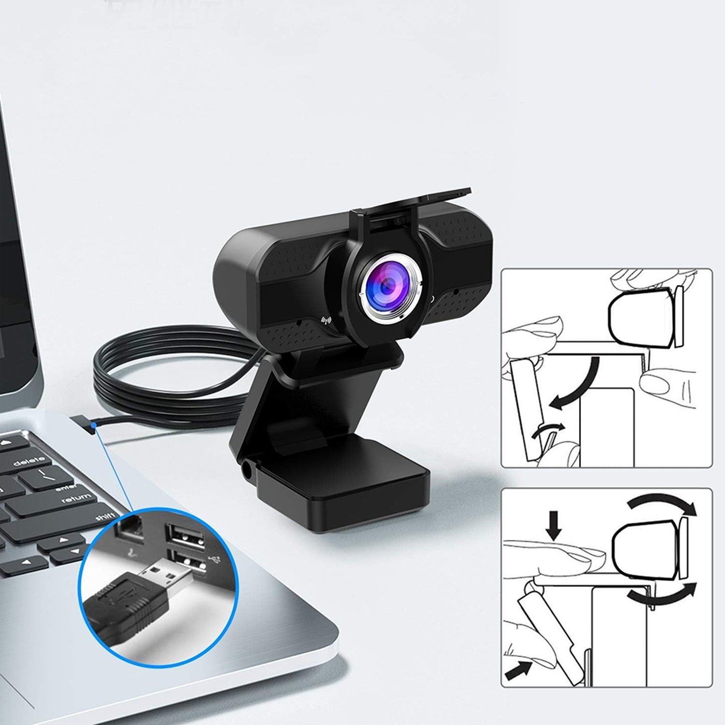 1080P Full HD USB Webcam with Microphone for Laptop PC Desktop