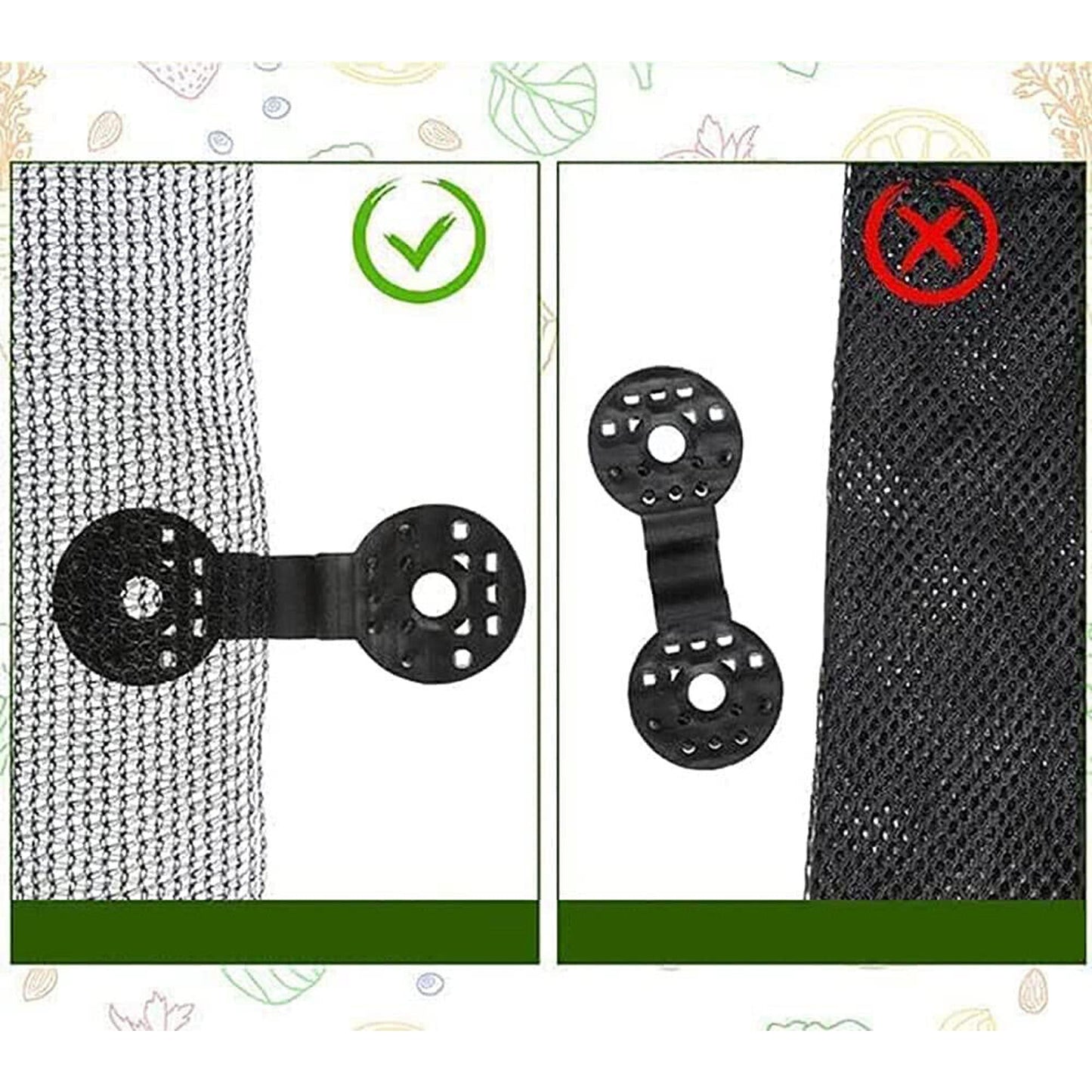 Clips and Hooks for Sunshade Nets and Tarps