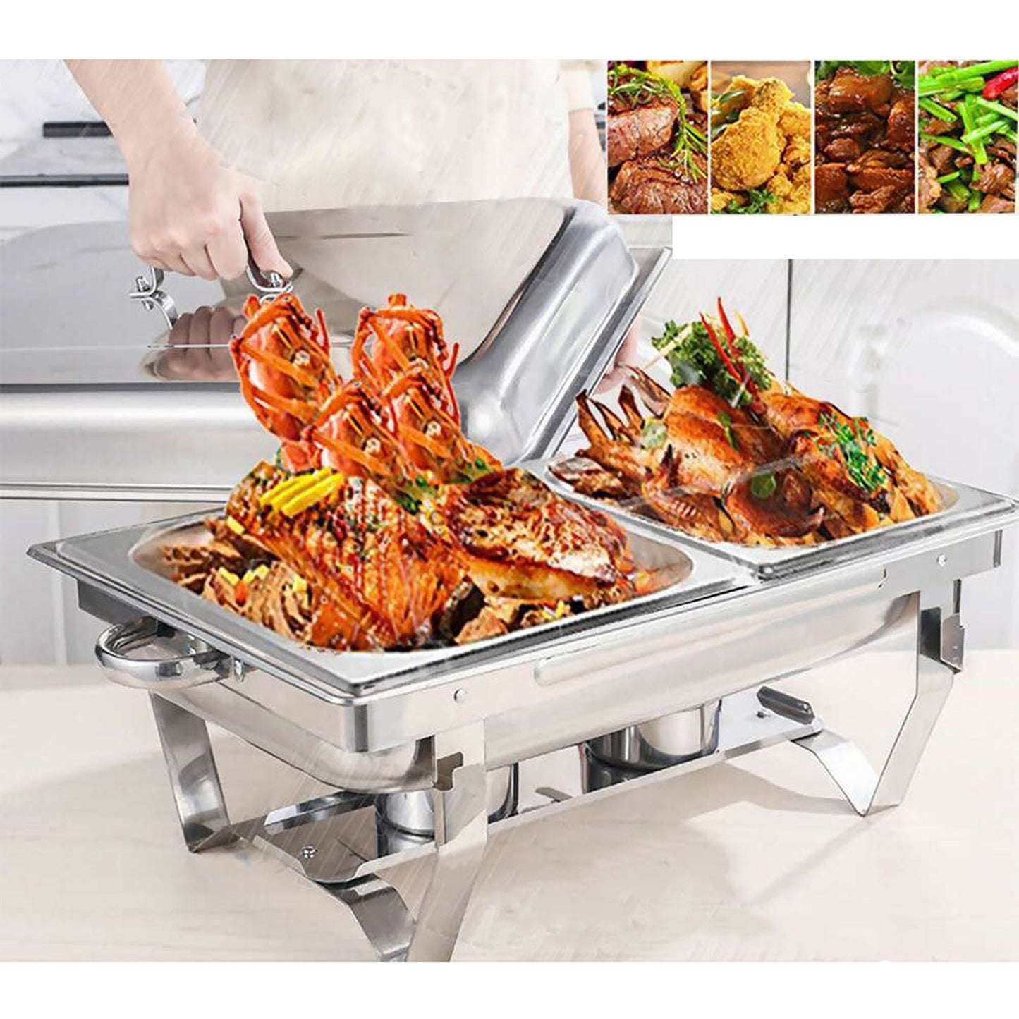 Stainless Steel Buffet Warmer with Bain Marie Chafing Dish Set for Food Heating