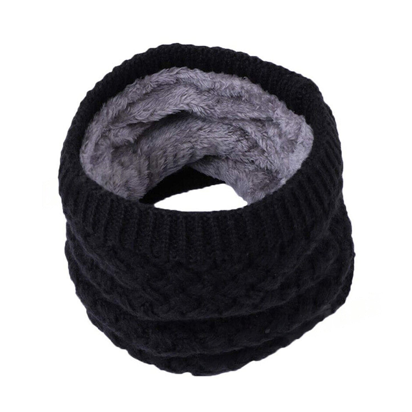 Velvet Winter Knit Scarf Thickened Wool Neck Warmer for Unisex Adult and Child