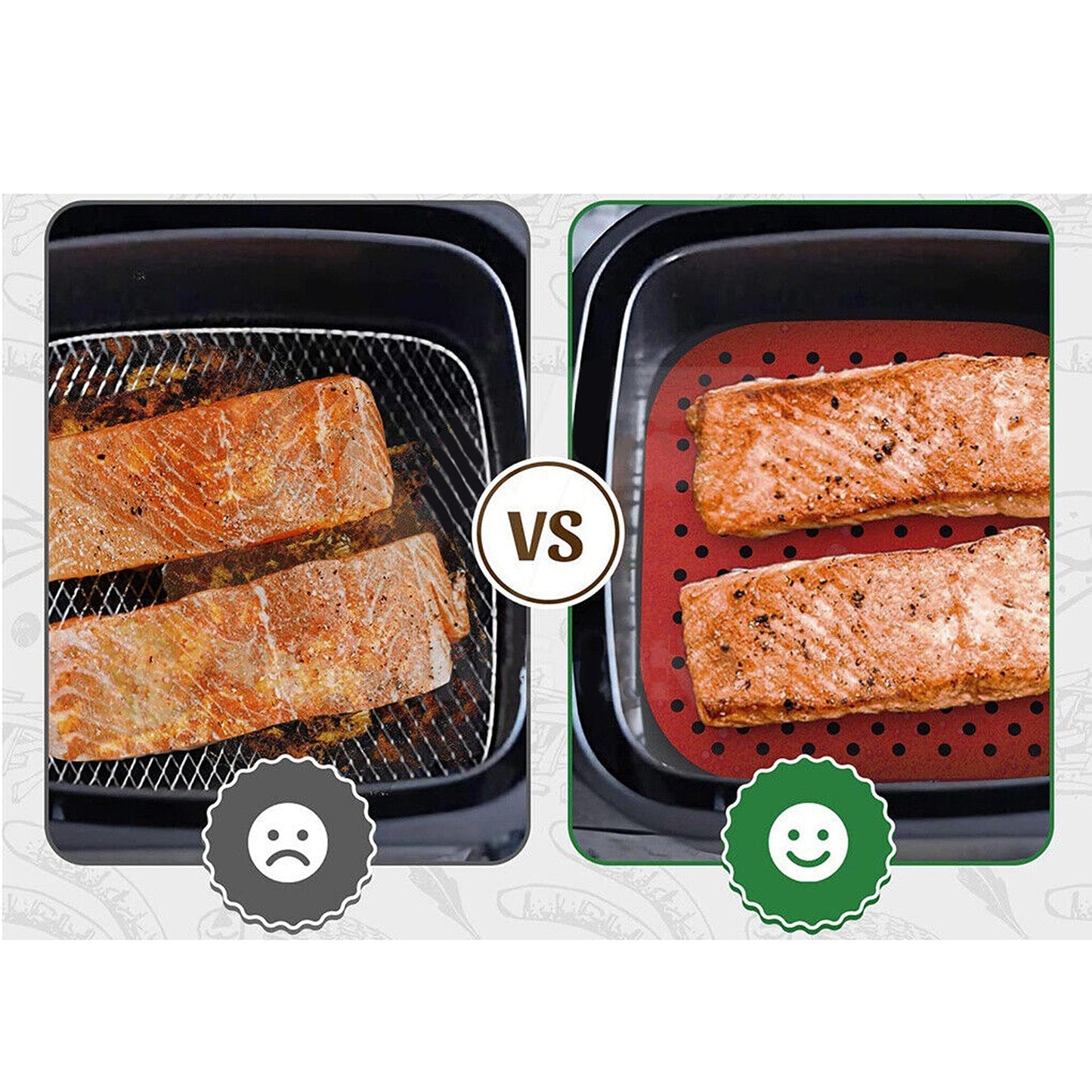 Reusable Non-Stick Silicone Air Fryer Liners Square and Round Basket Mat