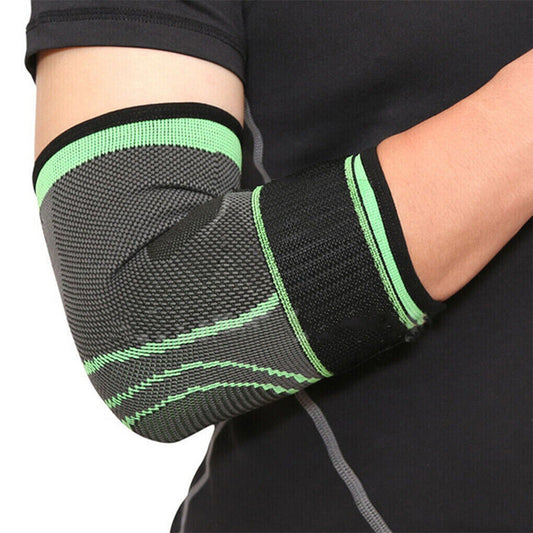 Green Tennis and Golf Elbow Support Brace with Forearm Strap