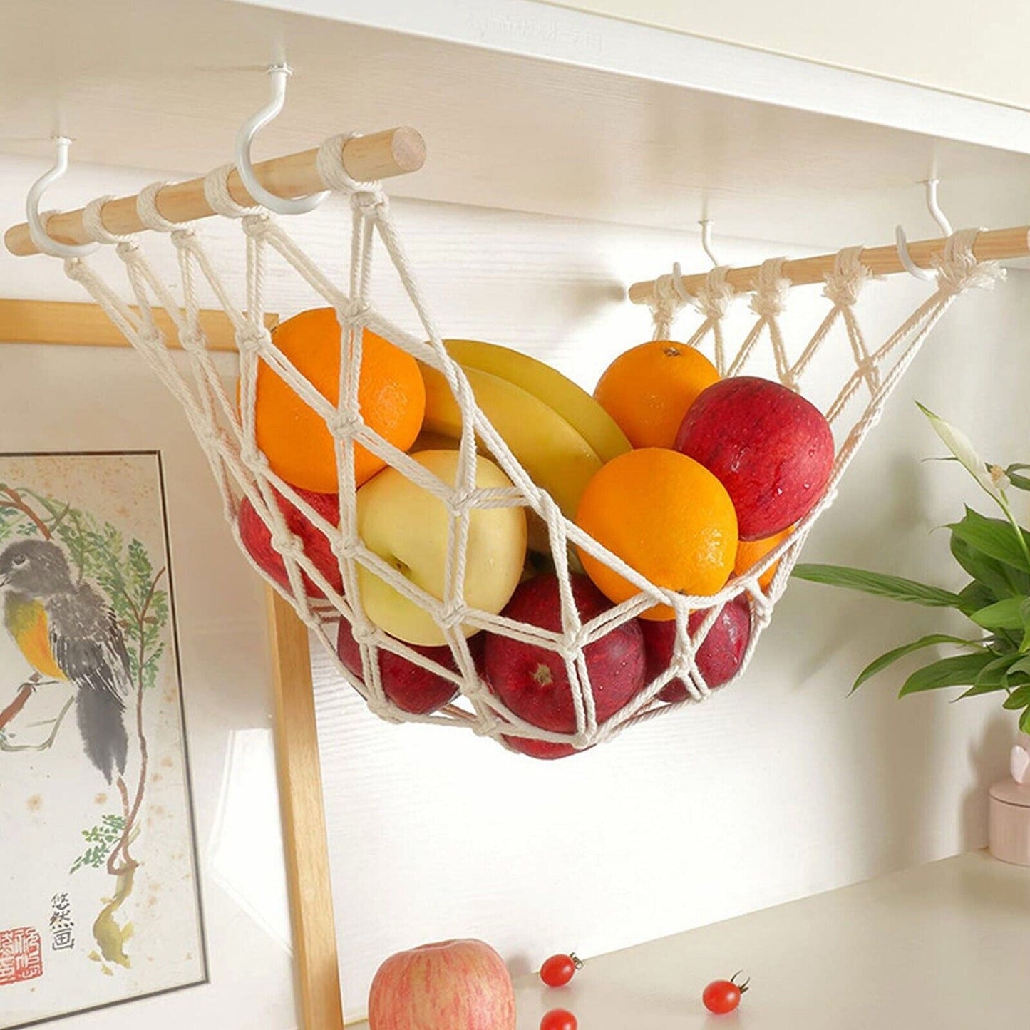 Kitchen Fruit Hammock Net Hanging Basket Storage for Dormitory Home 2 Styles