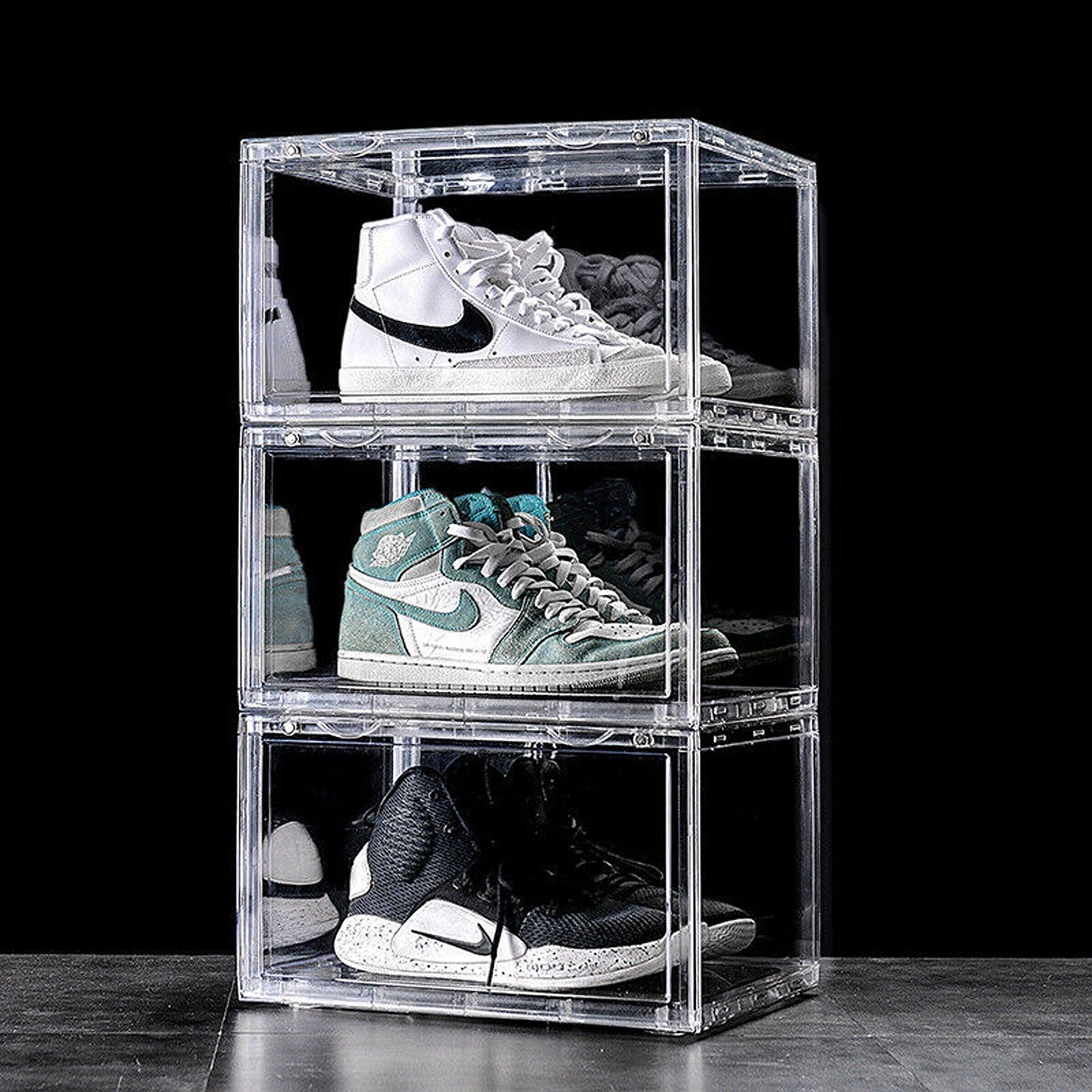 1x Premium Sneaker Display Shoe Box Stackable Clear Storage Side