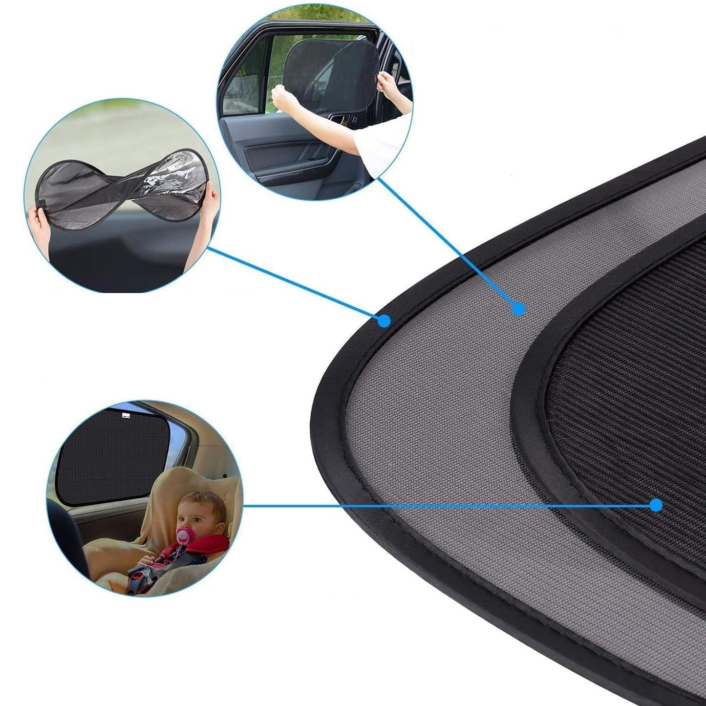 5pcs Car Side and Rear Window Sun Shade Mesh
