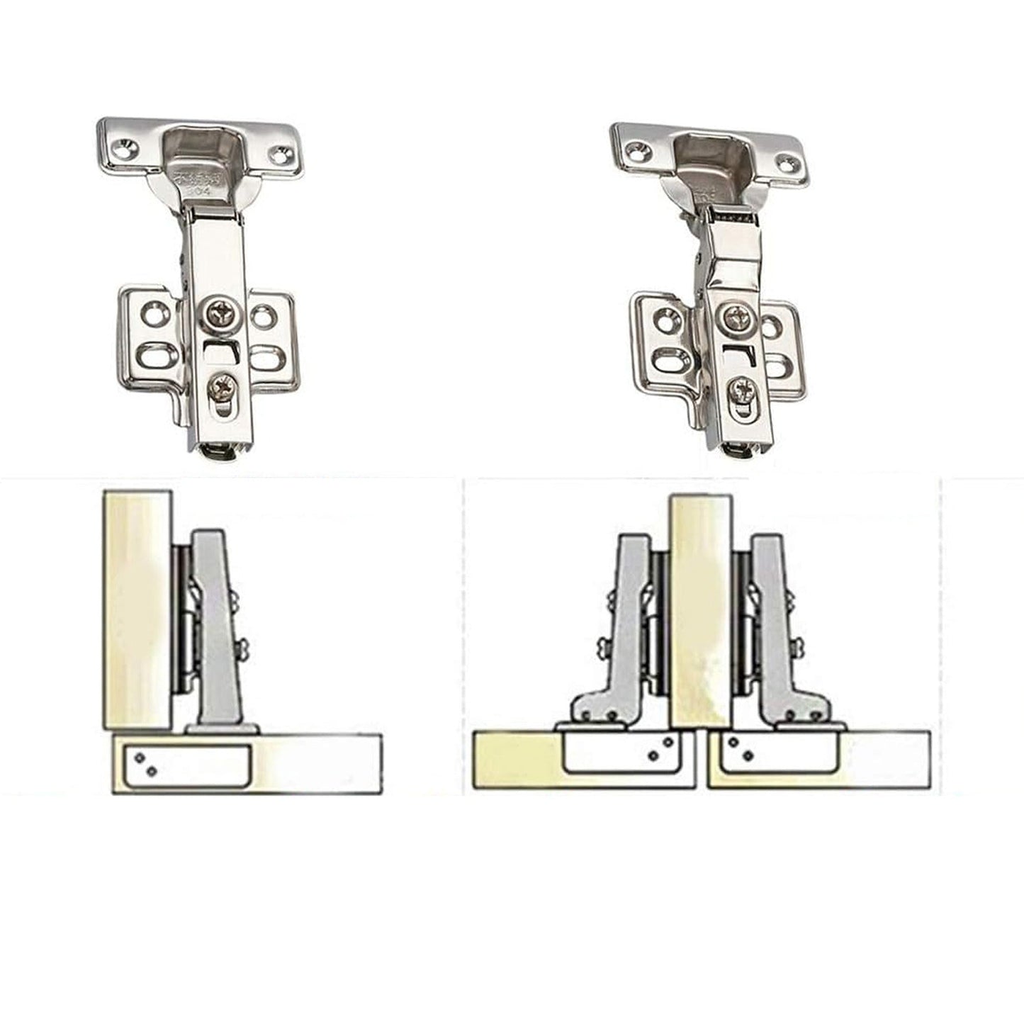 10pcs Kitchen Cabinet Door Hinge Full Overlay Wardrobe Cupboard Close