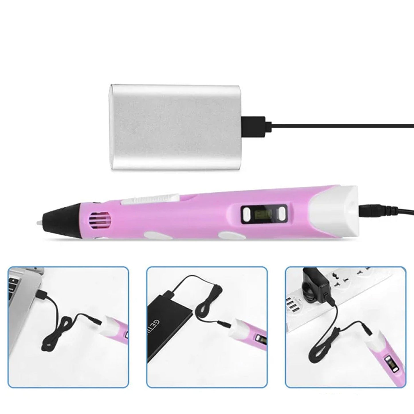 3D Printing Pen Set with Free Filaments Creative Doodle Drawing for Kids
