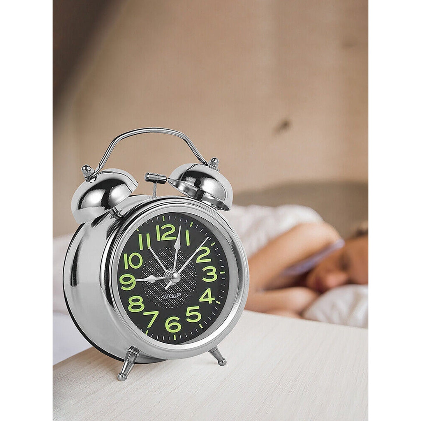 Super Loud Double Bell Alarm Clock with Night Light Home Bedside Decor