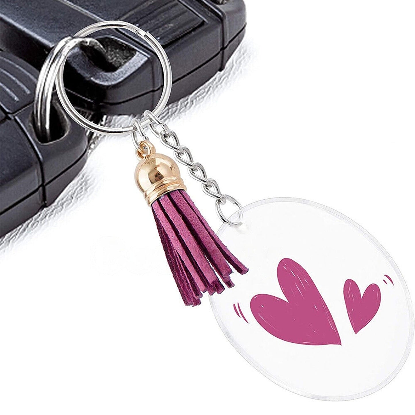 200pcs Acrylic Keychain Making Kit Keyring Blanks with Tassels