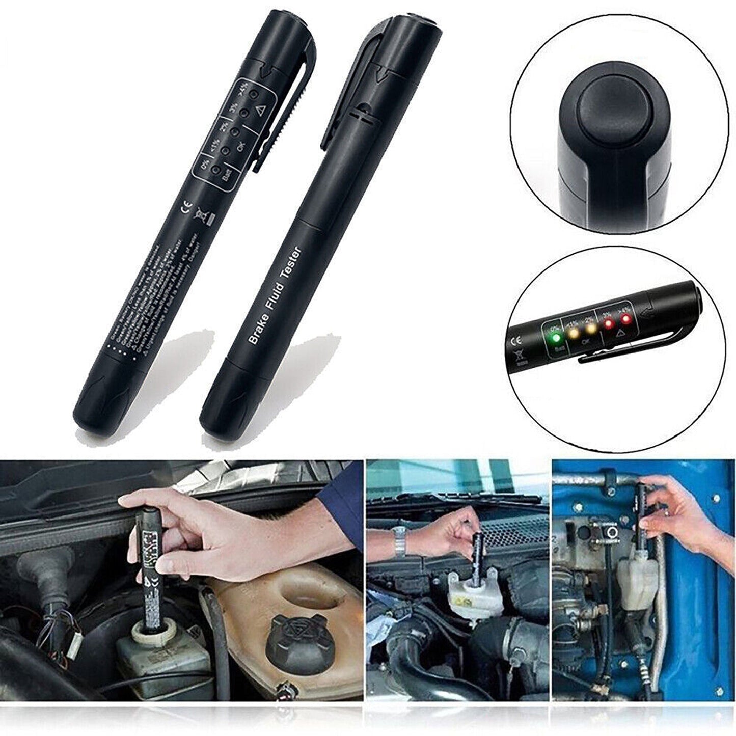 1pc Vehicle Brake Fluid Diagnostic Tester Pen with LED for DOT3/DOT4