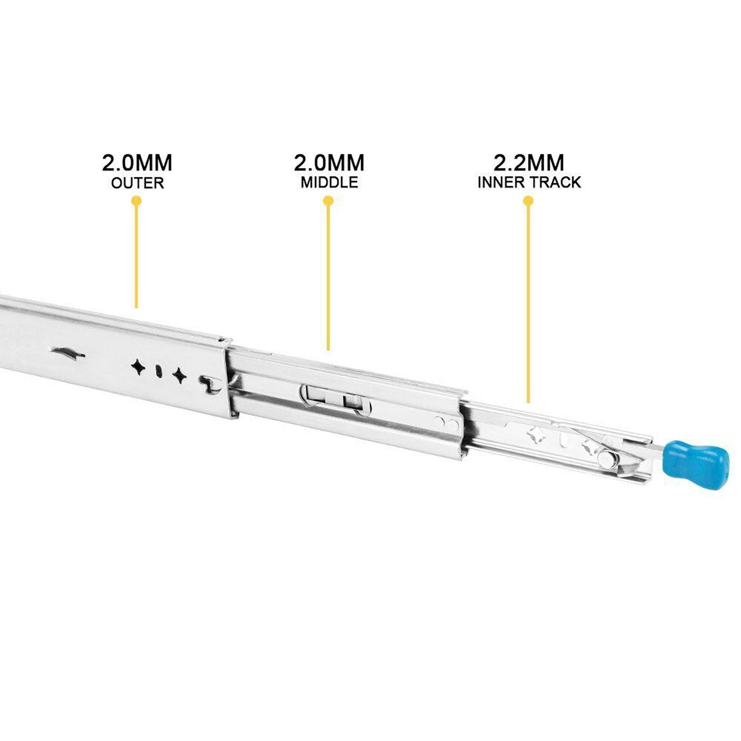 2x Heavy Duty Locking Drawer Slides Runners Trailer 500-2000mm Draw Slide