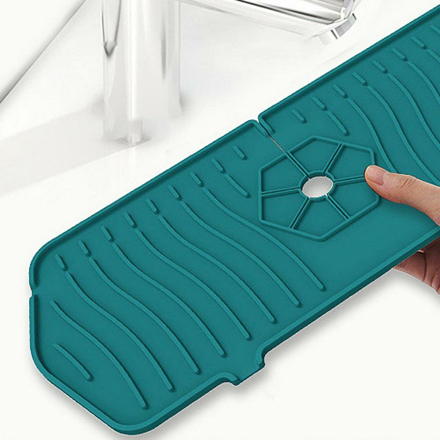 Hexagon Silicone Kitchen Sink Splash Guard and Faucet Water Catcher