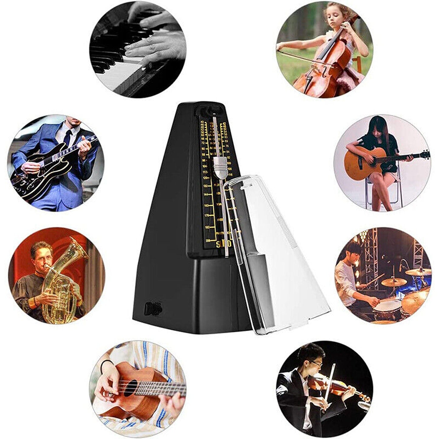 Traditional Mechanical Metronome with Adjustable Beat for Musicians