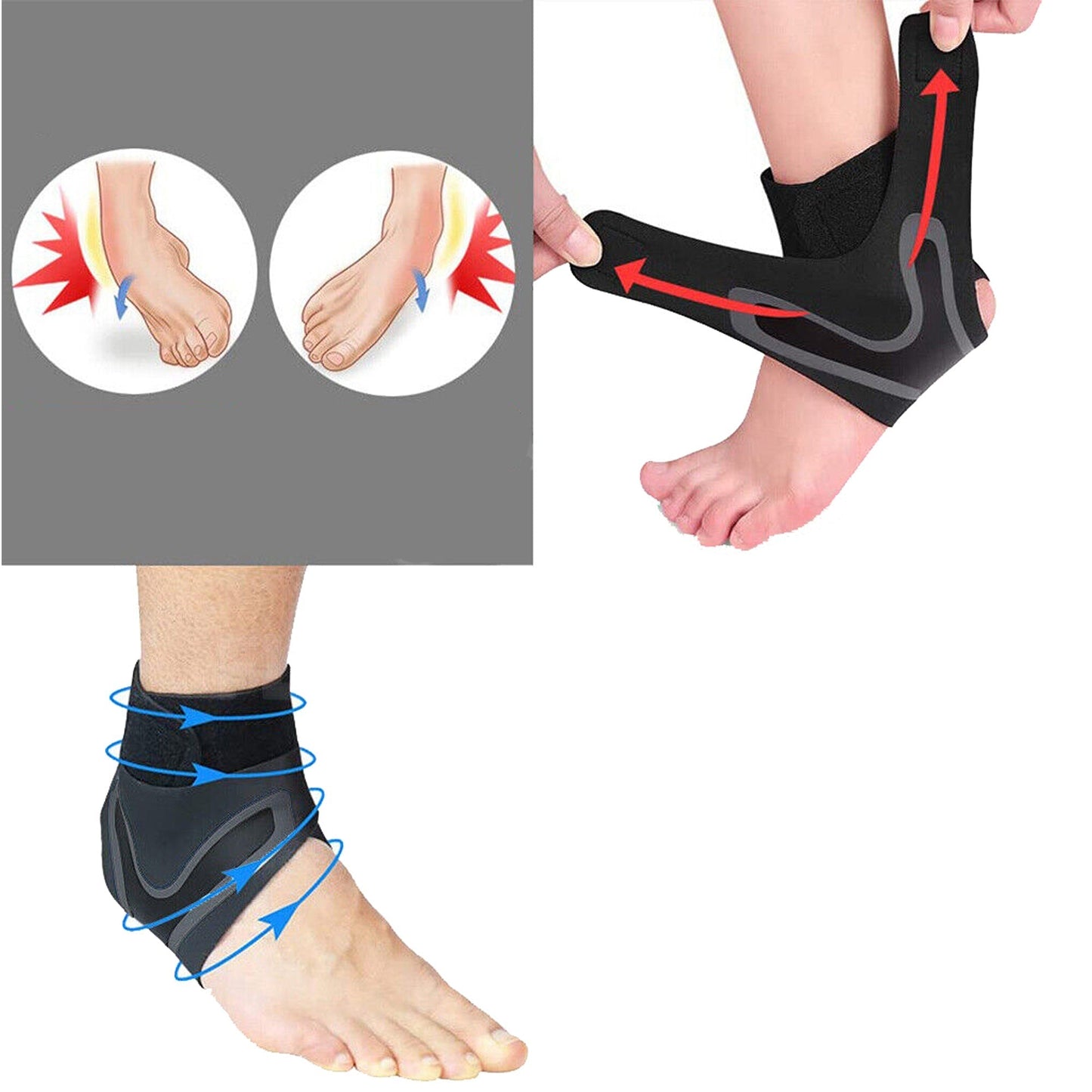 Right Ankle Support Brace Adjustable Sports Elastic Protector Wrap
