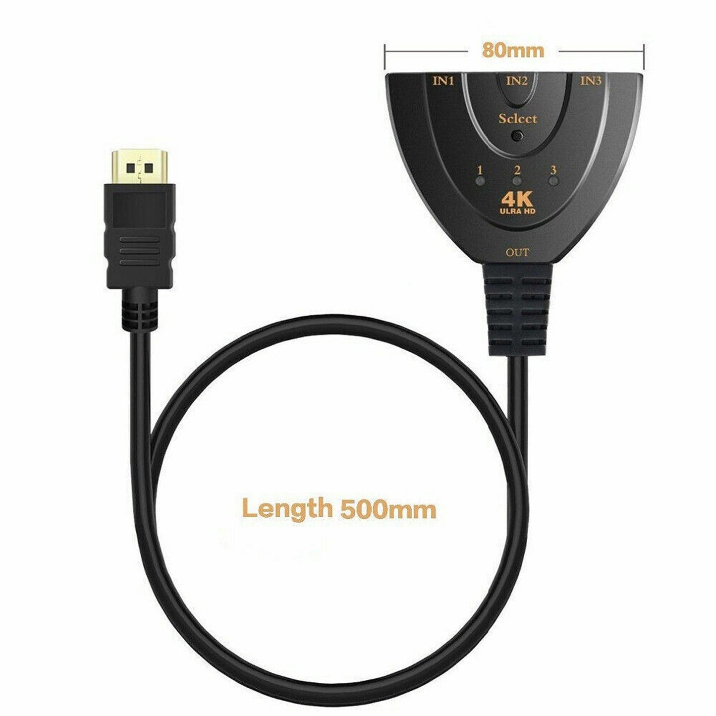 HDMI 4K 3-In-1 Out Switcher Selector Splitter Hub for HDTV 1080p