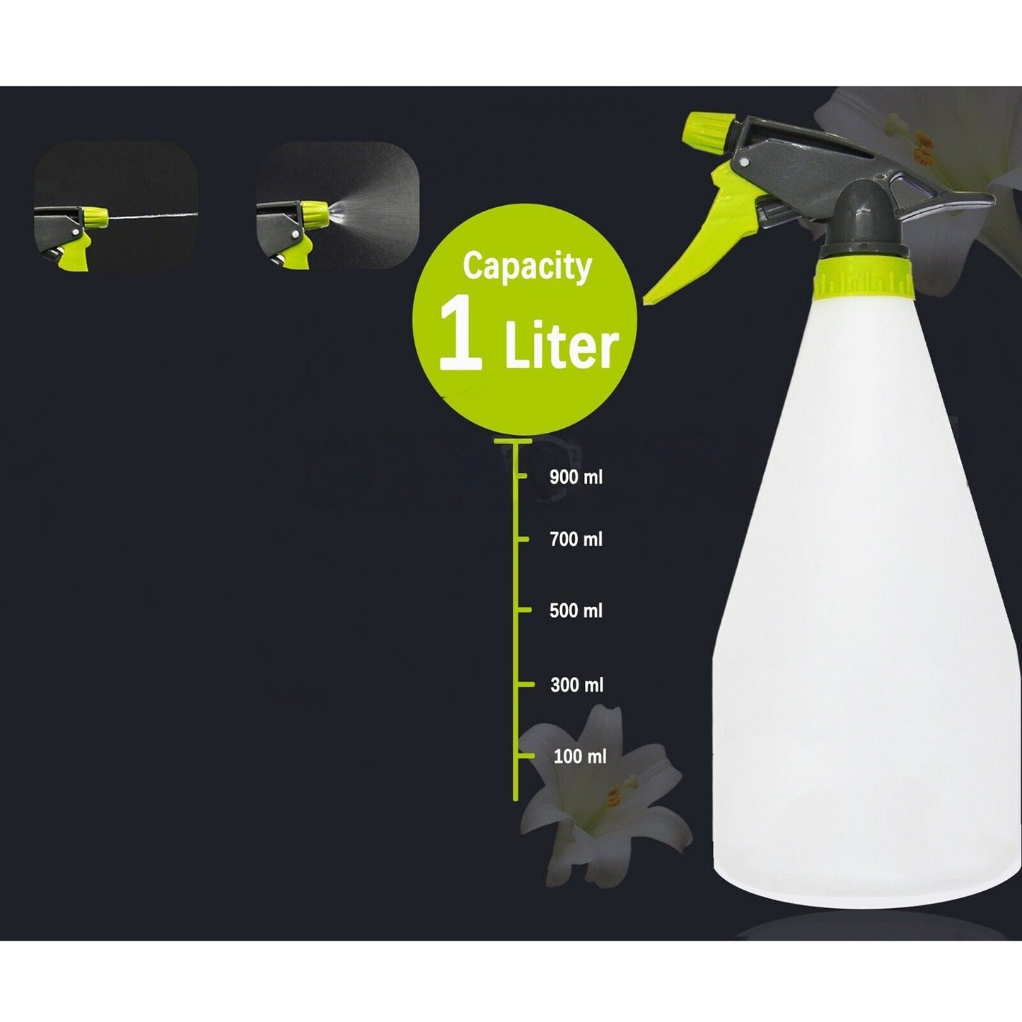 1L Garden Spray Bottle with Adjustable Trigger Nozzle for Chemical Plant Use