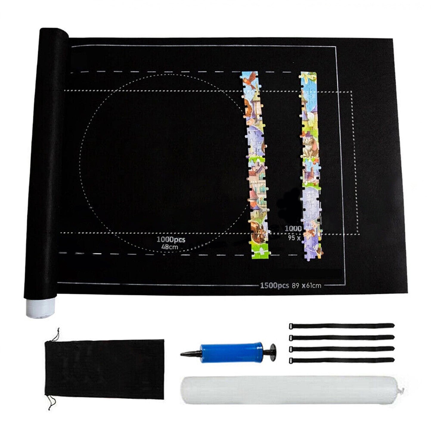 Puzzle Storage Roll Mat with Inflator Tool Jigsaw Saver Pad 1500pcs