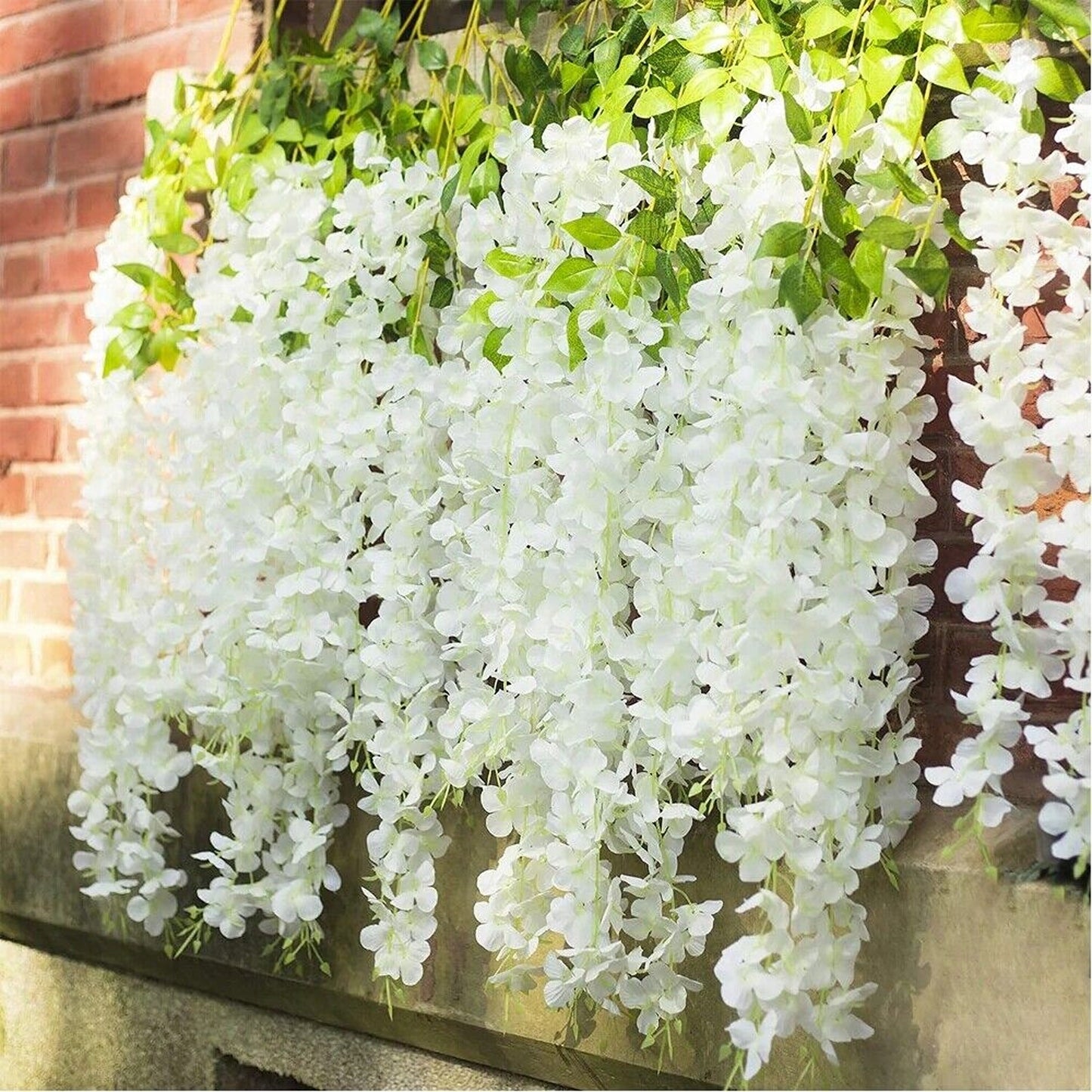 12pcs Hanging Silk Wisteria Vine Garland Artificial Leaf Decoration for Weddings