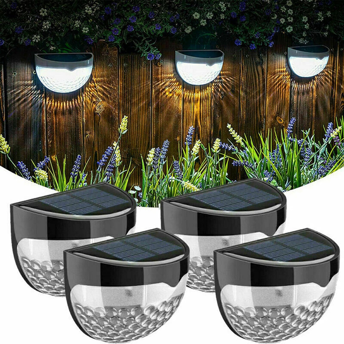4-Pack Solar Powered LED Wall Lights Waterproof for Outdoor Garden and Fence