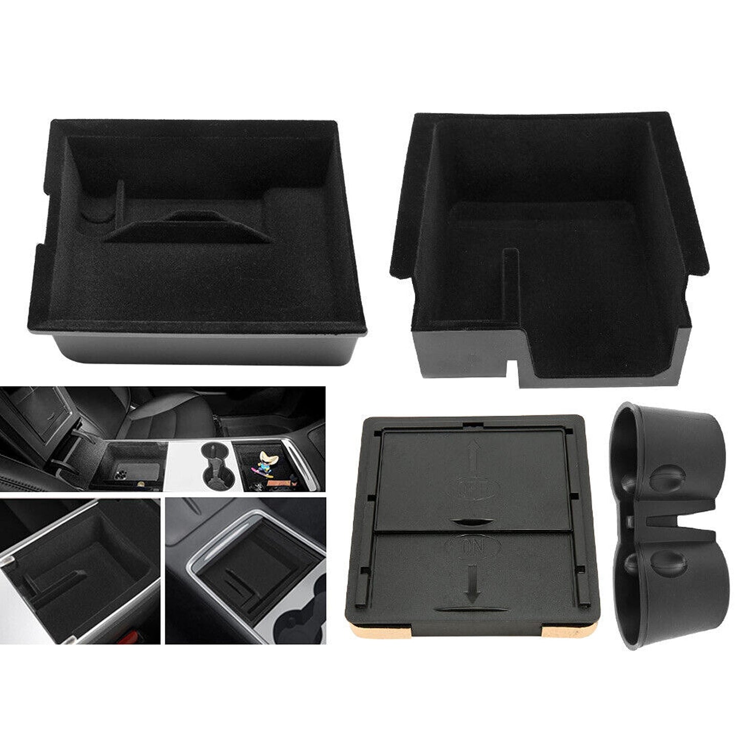 Tesla Model 3 Center Console Organizer with Cup Holder and Storage Box