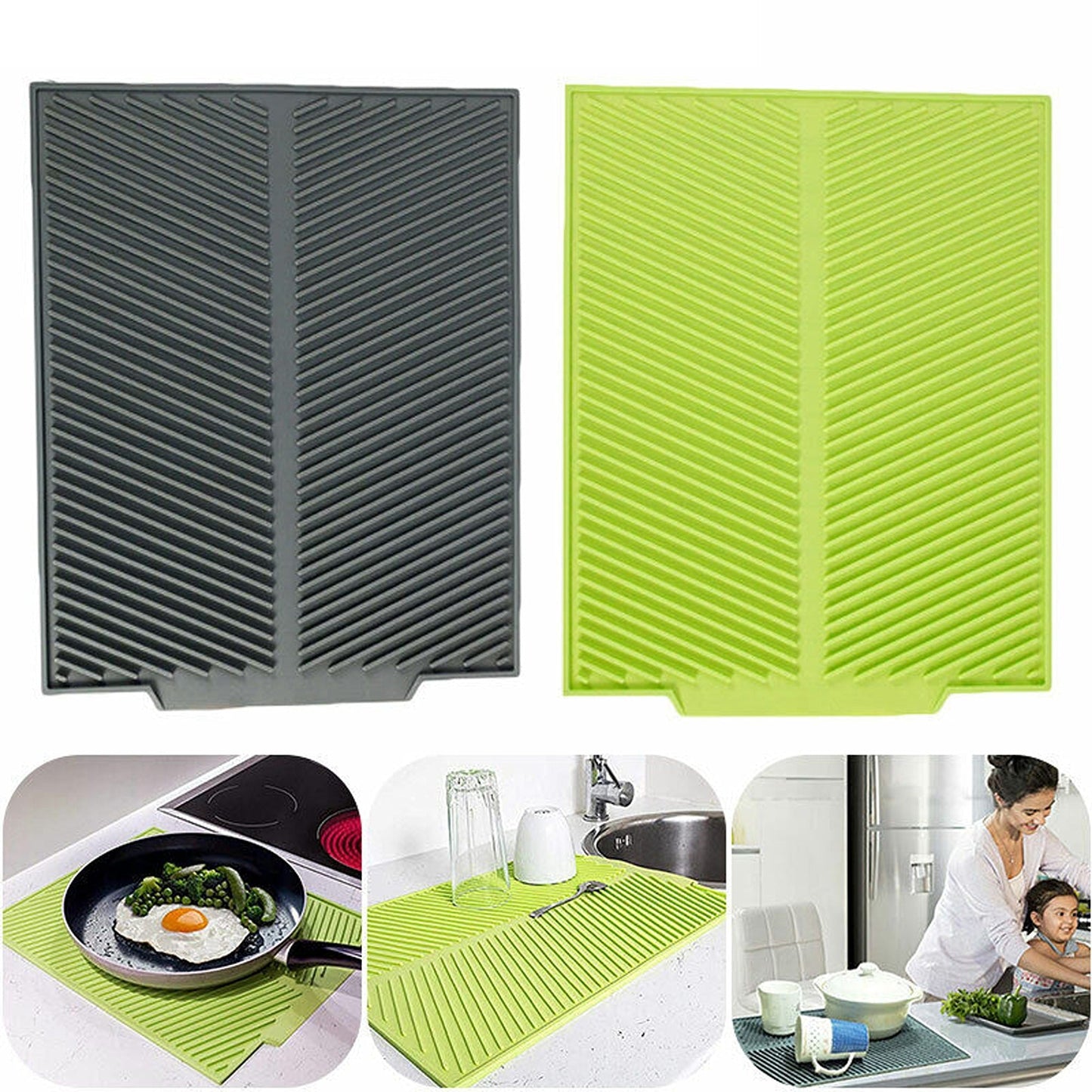 Heat Resistant Non-Slip Silicone Dish Drying Mat and Pot Holder